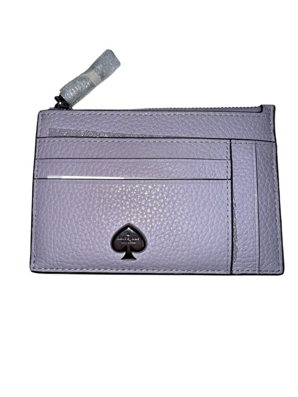 Kate Spade Kayla Large Slim Cardholder Wallet Lilac Pebbled Leather Zip Coin NEW